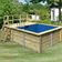 Karibu Holzpool mit Sonnendeck Classic 1A mit blauer Poolfolie und Skimmer