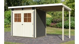 Karibu 83230 Glücksburg 2 Gartenhaus mit Anbaudach - Terragrau Foto von Karibu 83230 Glücksburg 2 Gartenhaus mit Anbaudach - Terragrau