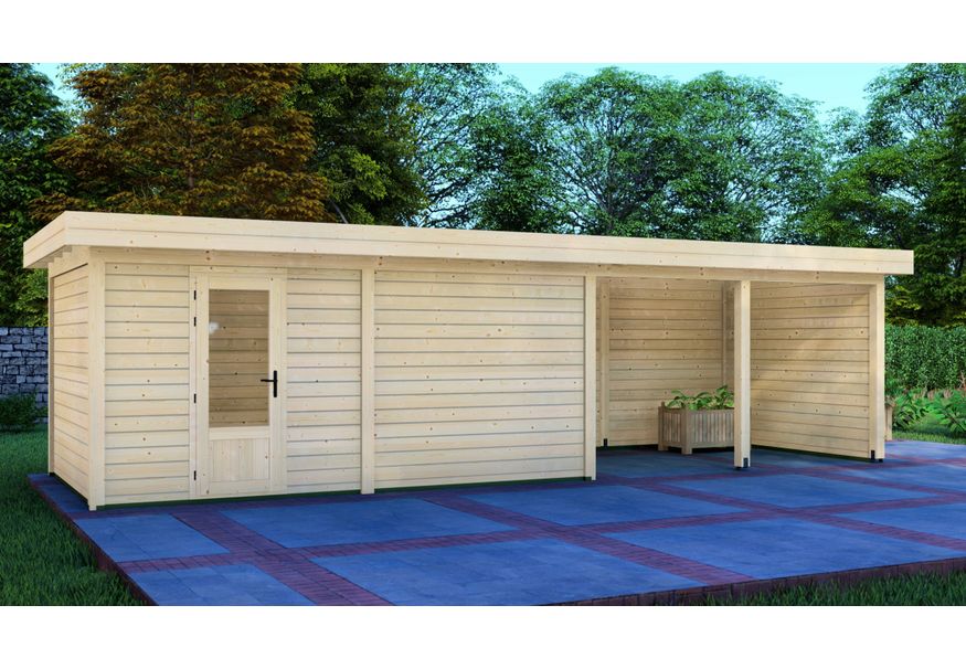 Graed tuinhuis met overkapping Berlijn 900x300 cm Foto van Graed tuinhuis met overkapping Berlijn 900x300 cm