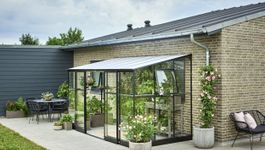 Royal Well Qube Lean-to 612 Muurkas zwart + 6 mm polycarbonaat Foto van