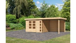 Karibu 9206 Kerko 5 tuinhuis met overkapping Foto van Karibu 9206 Kerko 5 tuinhuis met overkapping