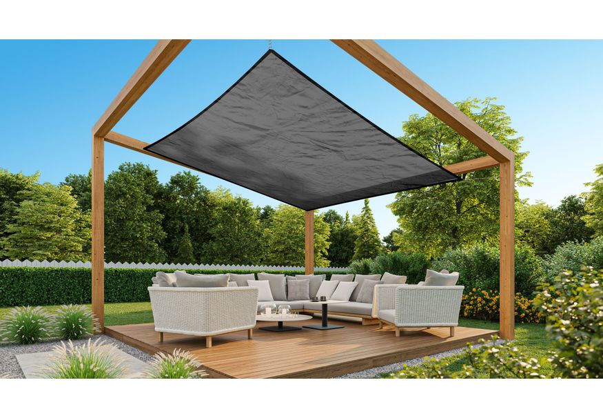 Nesling Coolfit Schaduwdoek Vierkant 360x360 cm Zwart (O) Foto van Nesling Coolfit Schaduwdoek Vierkant 360x360 cm Zwart (O)