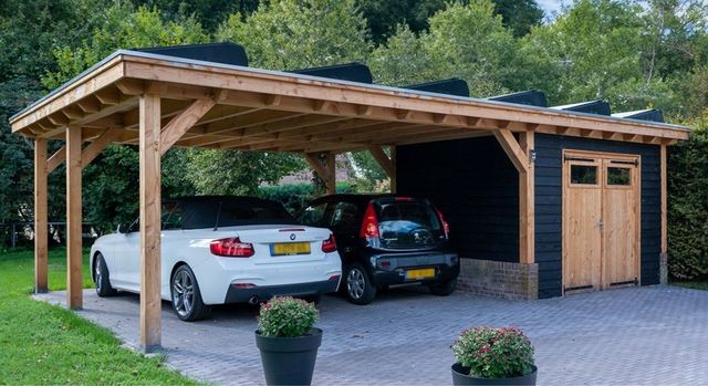 Trendhout carport met schuur Florence