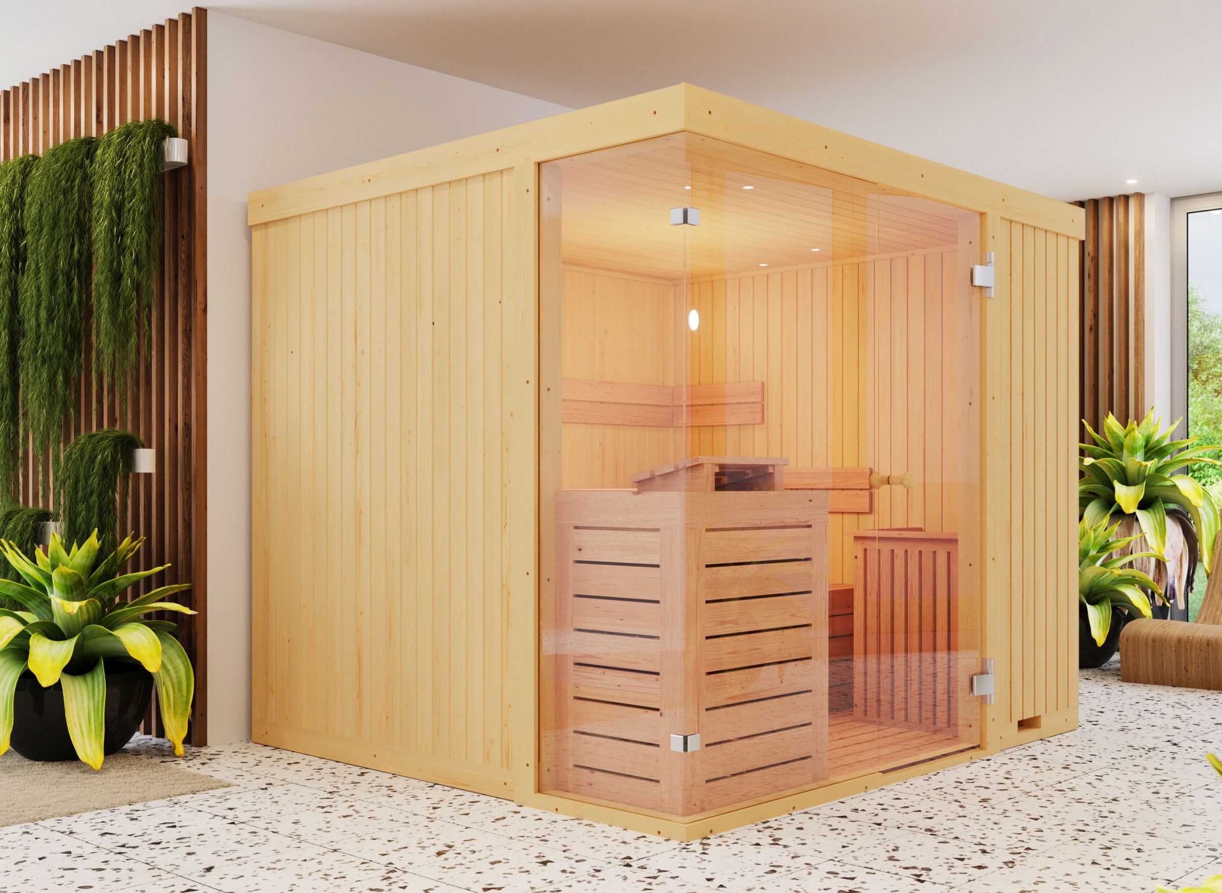 Foto von Azalp elementsauna Facet 220x203 cm - vuren