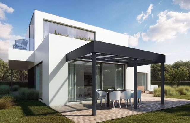 Foto van Skylux ClimaCrown terrasoverkapping - 350 x 600 cm RAL 7016 ST antracietgrijs