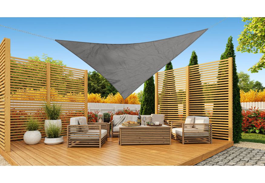 Nesling Dreamsail Schaduwdoek Driehoek 500x500x500 cm Antraciet (O) Foto van Nesling Dreamsail Schaduwdoek Driehoek 500x500x500 cm Antraciet (O)