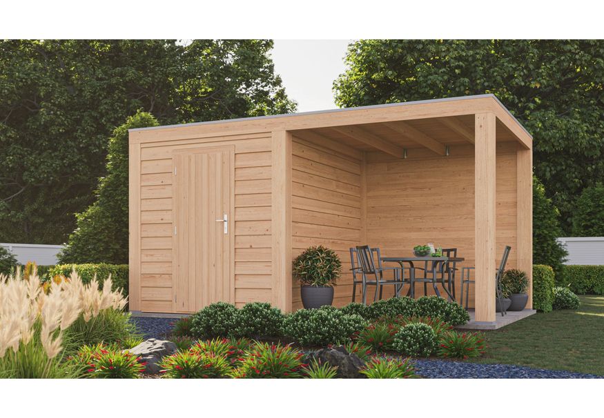 WoodAcademy Gartenhaus mit Überdachung Nefriet Excellent 500x400 cm Foto von WoodAcademy Gartenhaus mit Überdachung Nefriet Excellent 500x400 cm