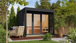 Karibu 336 Ares 3 buitensauna - antraciet|antraciet Foto van Karibu 336 Ares 3 buitensauna - antraciet|antraciet