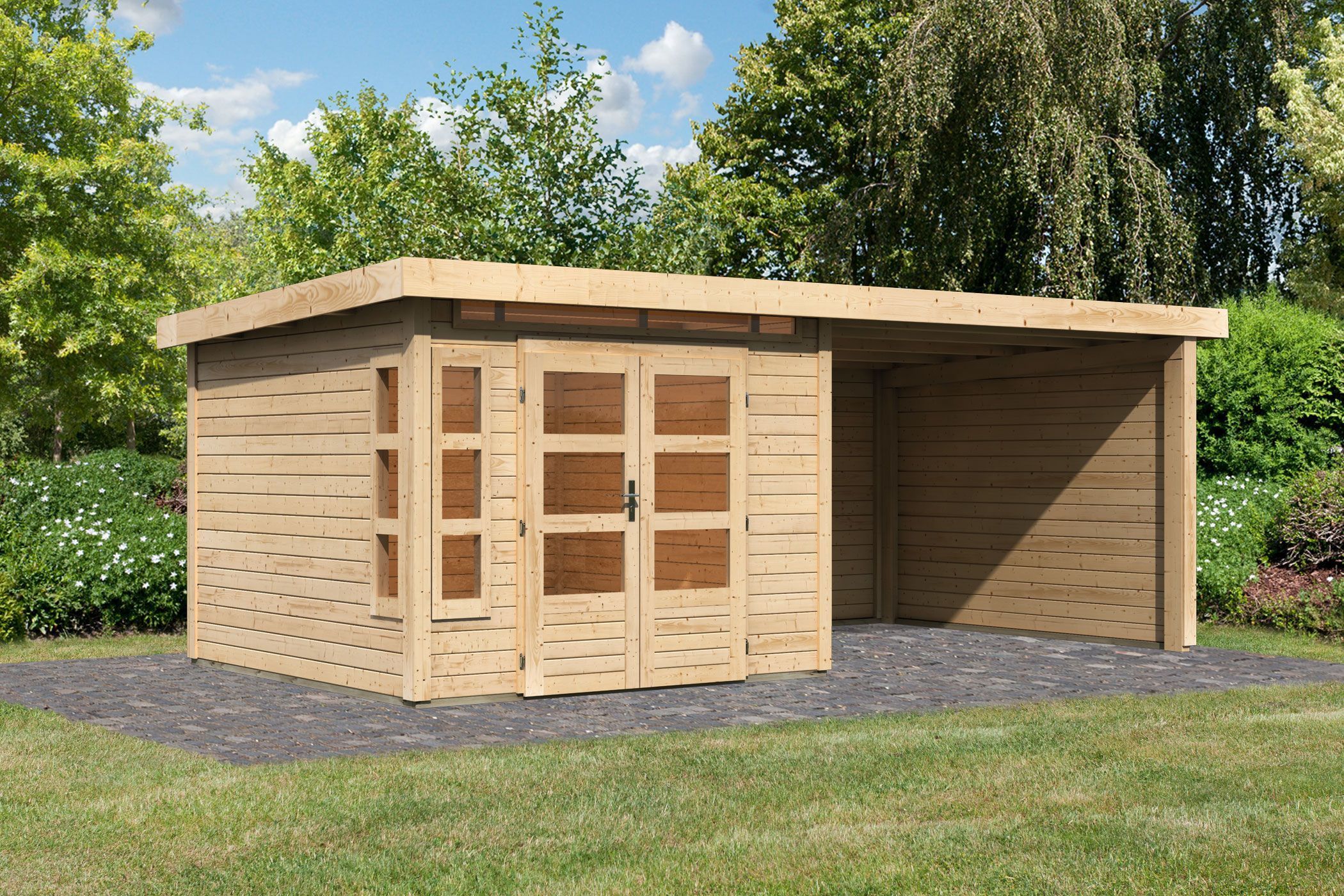 Foto van Karibu 31548 Kastorf 6 tuinhuis met overkapping
