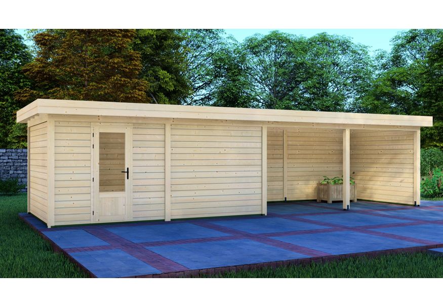 Graed tuinhuis met overkapping Berlijn 1000x300 cm Foto van Graed tuinhuis met overkapping Berlijn 1000x300 cm