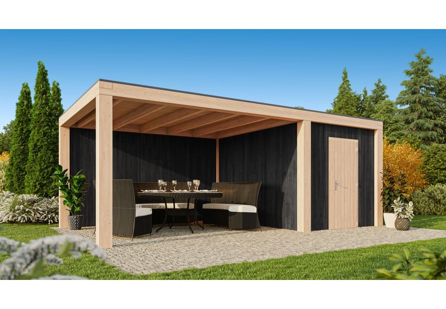 Kirk and Michaels Severus Nero Gartenhaus mit Überdachung 600x400 cm Foto von Kirk and Michaels Severus Nero Gartenhaus mit Überdachung 600x400 cm