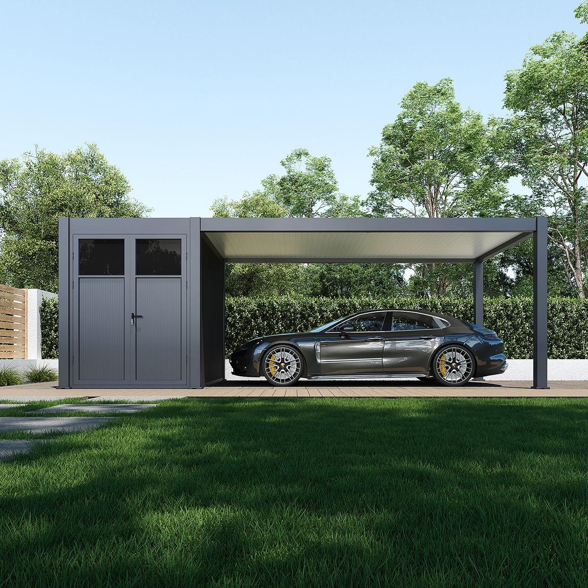 Porchenzo carport Prestige met berging - antraciet