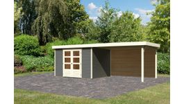 Karibu 9161 Askola 5 tuinhuis met overkapping - terragrijs Foto van Karibu 9161 Askola 5 tuinhuis met overkapping - terragrijs