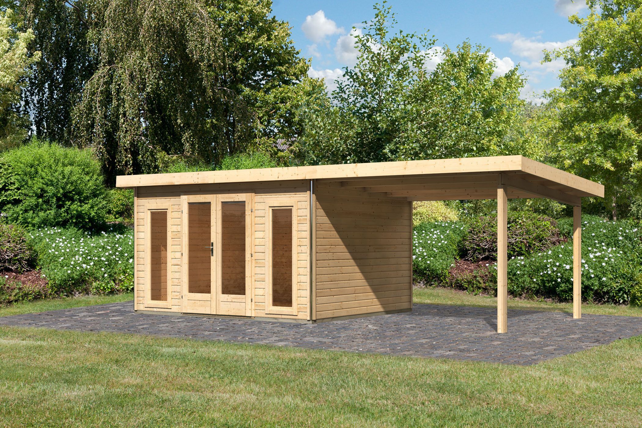 Foto der Karibu 31480 Gartenhaus mit Terrasse Radeburg 2