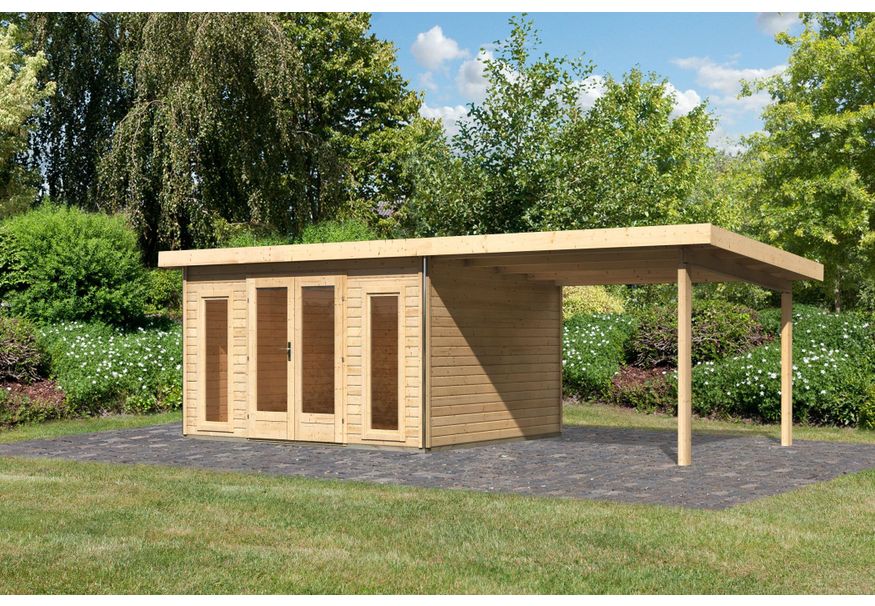 Karibu Radeburg 2 tuinhuis met overkapping 330 cm (31480) Foto van Karibu Radeburg 2 tuinhuis met overkapping 330 cm (31480)