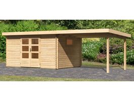 Foto van Karibu 91545 Trittau 5 blokhut met overkapping