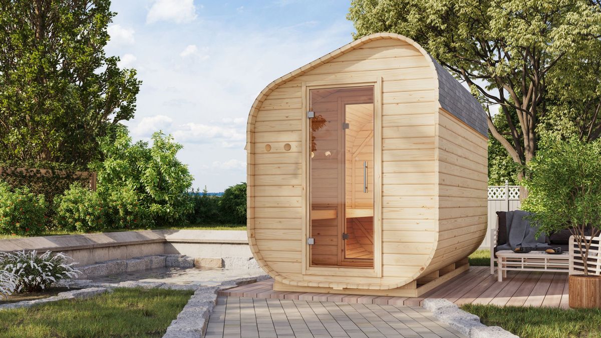 Karibu 114 Asymmetrisch 3 barrelsauna