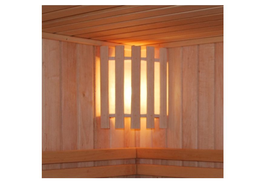 Azalp Sauna Lampenschirm Eckmodell - Erle Foto von Azalp Sauna Lampenschirm Eckmodell - Erle
