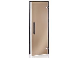 Foto van Hot Orange Saunadeur Black - helder brons glas