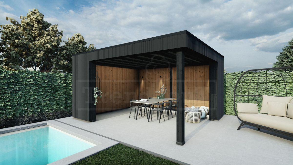 Trendhout buitenverblijf Capri - links