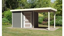 Karibu 77747 Schwandorf 5 Gartenhaus mit Anbaudach - Terragrau Foto von Karibu 77747 Schwandorf 5 Gartenhaus mit Anbaudach - Terragrau