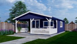 Interflex Blockhütte mit Terrasse 5x5+3 - gestrichen Foto von