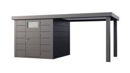 Telluria Classico 2424 metalen tuinhuis met overkapping rechts Foto van