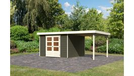 Karibu 23501 Askola 6 tuinhuis met overkapping - terragrijs Foto van Karibu 23501 Askola 6 tuinhuis met overkapping - terragrijs