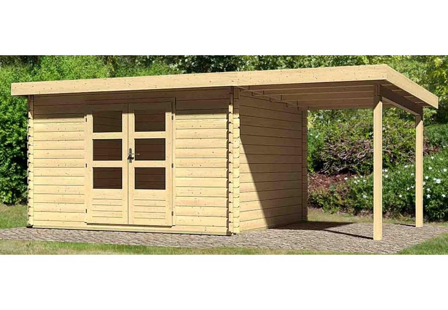 Karibu Bastrup 7 Gartenhaus mit Anbaudach 200 cm (78673) Foto von Karibu Bastrup 7 Gartenhaus mit Anbaudach 200 cm (78673)