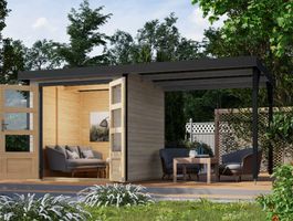 Foto van Karibu 93434 Jupiter 2 tuinhuis met overkapping - watergrijs|antraciet