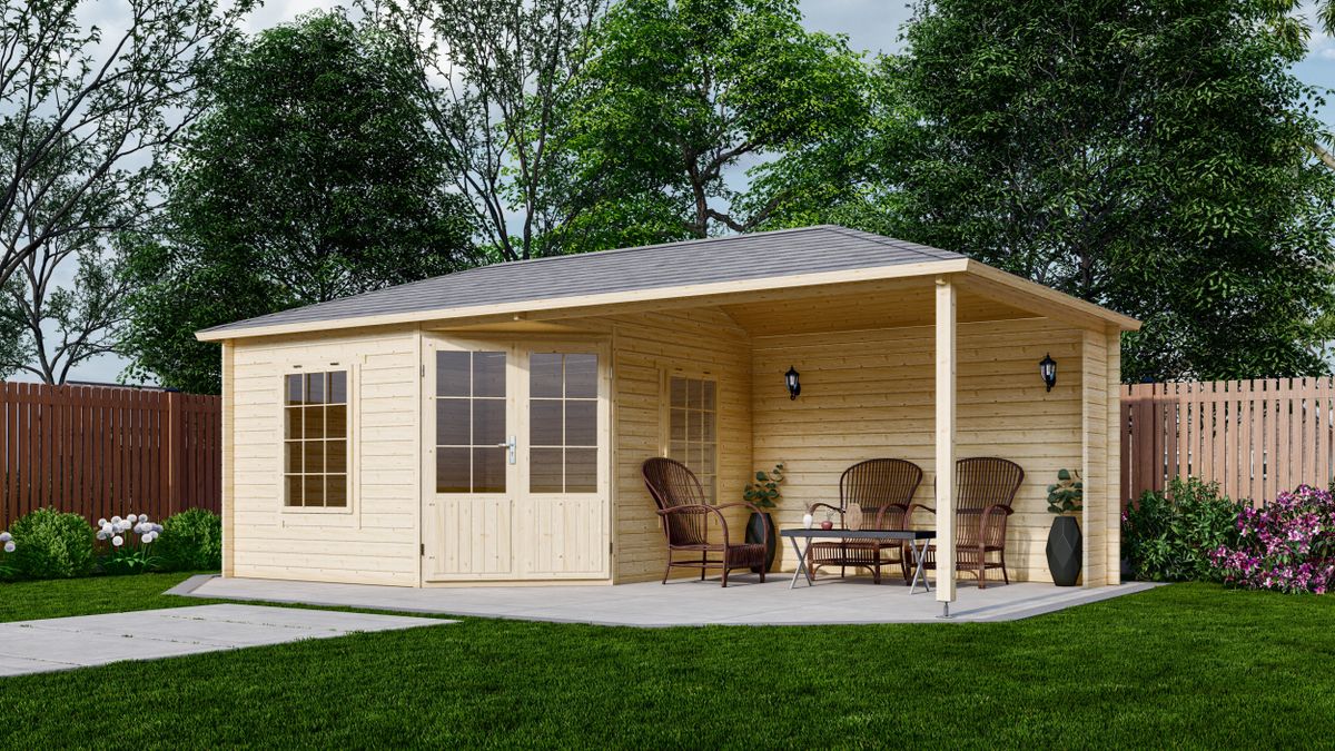 Interflex blokhut met overkapping 3555 Z Plus