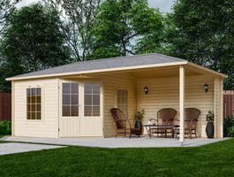 Interflex Blockhütte mit terrasse 3555 Z Plus Foto von Interflex Blockhütte mit terrasse 3555 Z Plus