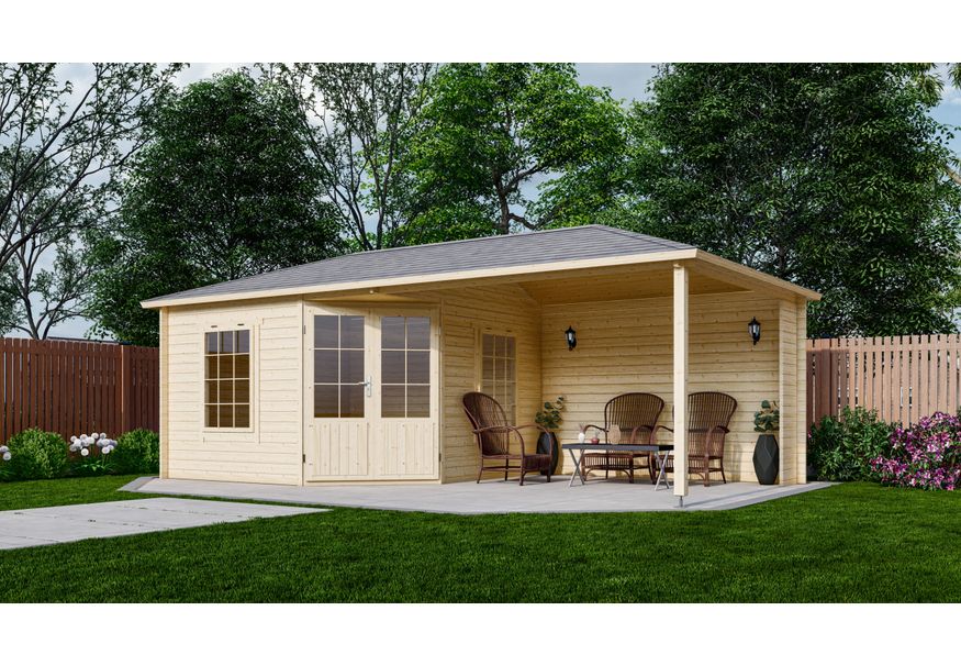 Interflex Blockhütte mit terrasse 3555 Z Plus Foto von Interflex Blockhütte mit terrasse 3555 Z Plus