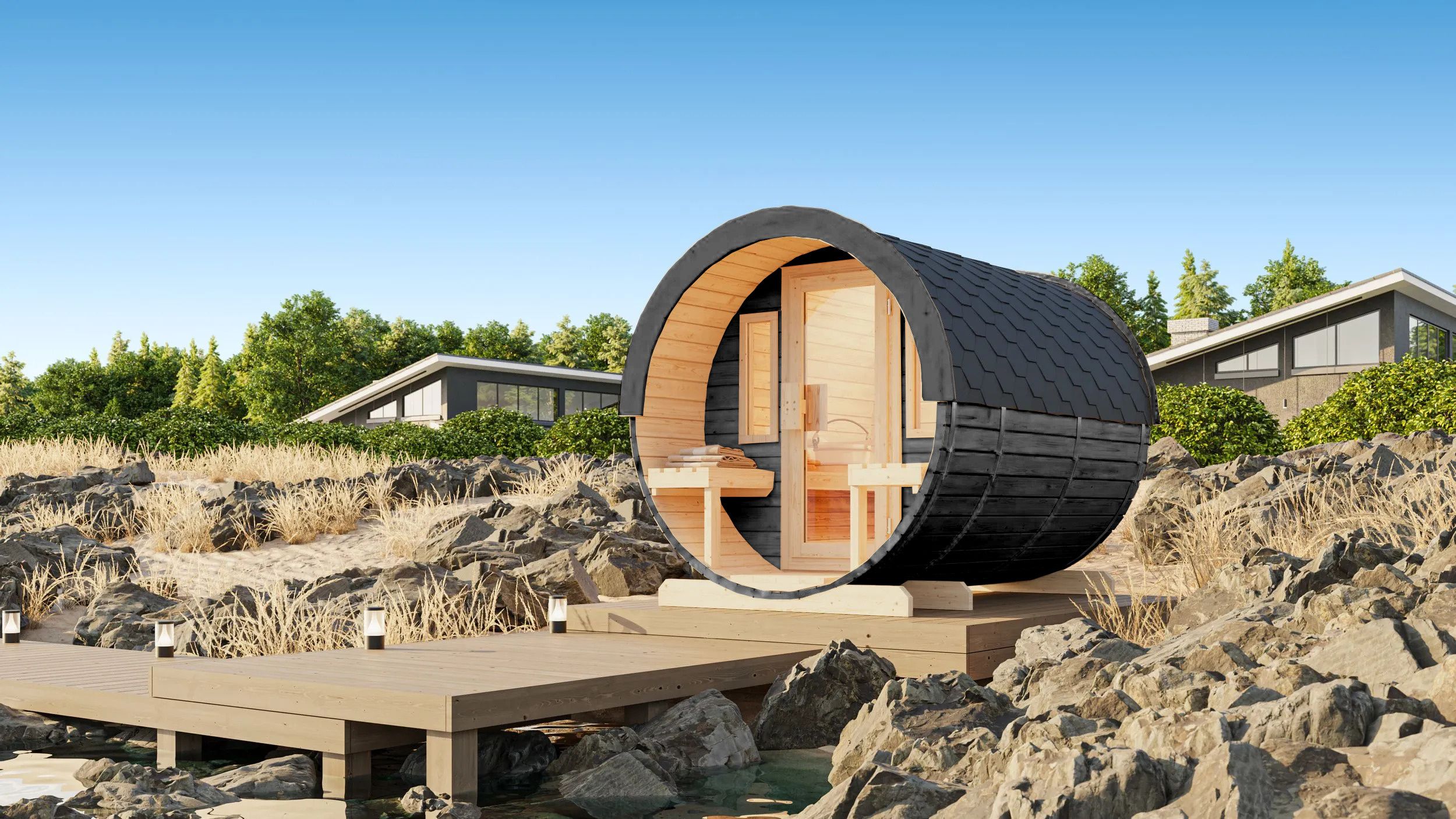 Foto van Ilogreen barrelsauna XL 220x300 cm