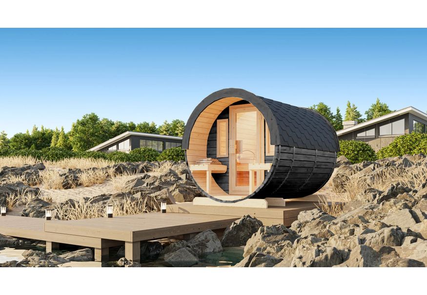 Ilogreen barrelsauna XL 220x300 cm Foto van Ilogreen barrelsauna XL 220x300 cm