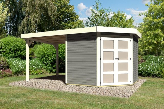 Karibu 78251 Goldendorf 5 tuinhuis met overkapping - terragrijs