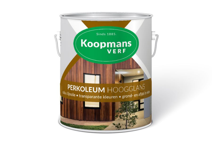 Foto van Koopmans Perkoleum kleurloze beits met UV beschermer hoogglans, 2,5L
