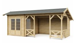 Interflex Blockhütte mit terrasse 6732 - Imprägniert Foto von Interflex Blockhütte mit terrasse 6732 - Imprägniert