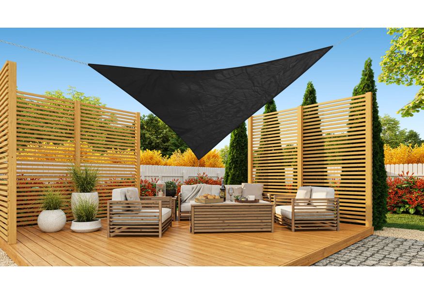 Nesling Coolfit Schaduwdoek Driehoek 500x500x500 cm Zwart (O) Foto van Nesling Coolfit Schaduwdoek Driehoek 500x500x500 cm Zwart (O)