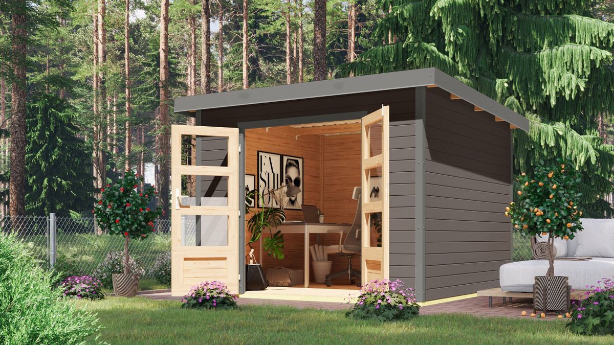 Karibu 12432 Pluto 6 tuinhuis - terragrijs|grijsaluminium