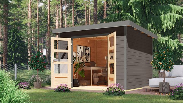 Karibu 12432 Pluto 6 tuinhuis - terragrijs|grijsaluminium