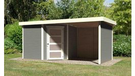 Karibu 77749 Schwandorf 5 tuinhuis met overkapping - terragrijs Foto van Karibu 77749 Schwandorf 5 tuinhuis met overkapping - terragrijs