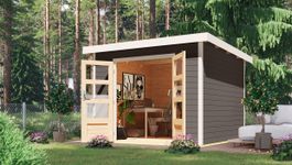 Karibu 97894 Pluto 6 tuinhuis - terragrijs|wit Foto van Karibu 97894 Pluto 6 tuinhuis - terragrijs|wit