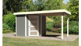 Karibu 77739 Schwandorf 3 Gartenhaus mit Anbaudach - Terragrau Foto von Karibu 77739 Schwandorf 3 Gartenhaus mit Anbaudach - Terragrau