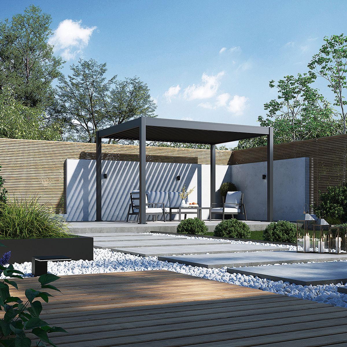 Porchenzo E-Paros aluminium pergola - Anthrazit