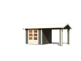 Foto von Karibu 31451 Gartenhaus mit Anbaudach Theres 3 - Terragrau