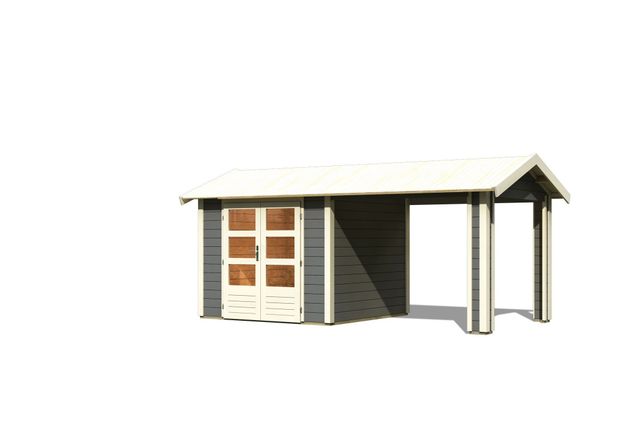 Karibu 31451 Gartenhaus mit Anbaudach Theres 3 - Terragrau