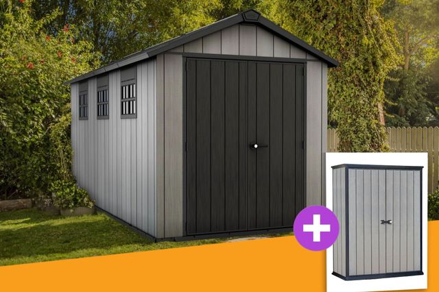 Keter Oakland 7515 Kunststof Tuinhuis + Keter High-Store tuinkast