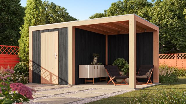 WoodAcademy tuinhuis met overkapping Robijn Excellent nero