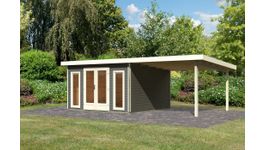 Foto van Karibu 31487 Radeburg 3 tuinhuis met overkapping - terragrijs